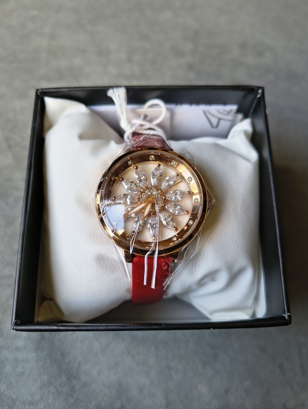 Invicta Celestial Lady 34mm Rose Gold Tone Case Red Band Watch